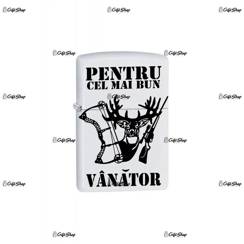 Cel mai bun vanator, bricheta metalica gravata laser cu mesaj